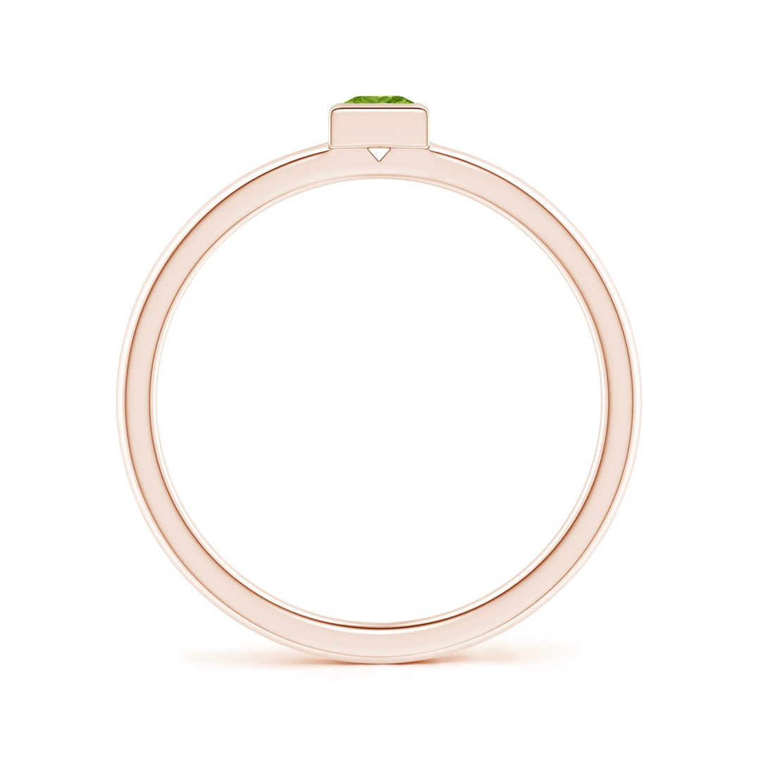 Bezel-Set Princess Cut Peridot Stackable Promise Ring – 2 mm