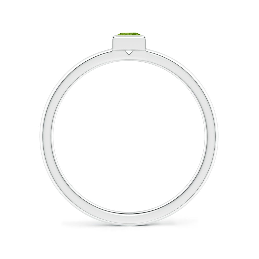 Bezel-Set Princess Cut Peridot Stackable Promise Ring – 2 mm
