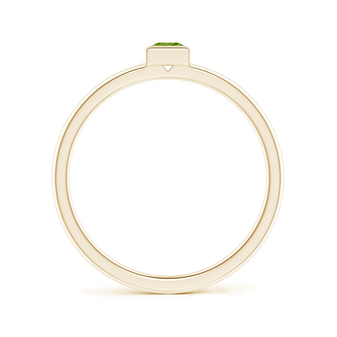 Bezel-Set Princess Cut Peridot Stackable Promise Ring – 2 mm
