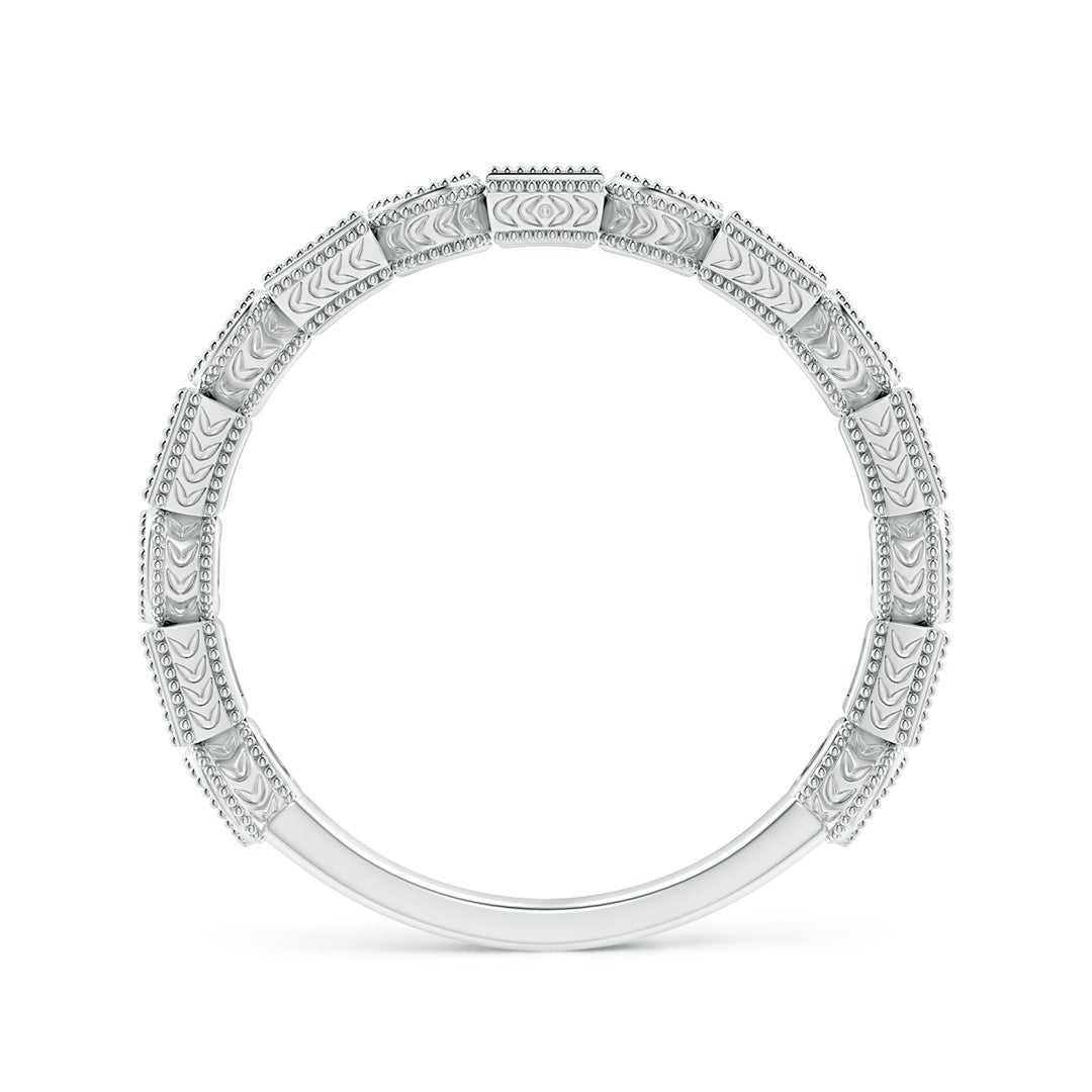 Bezel-Set Princess Lab Sapphire and Alternating Round Moissanite Wedding Band