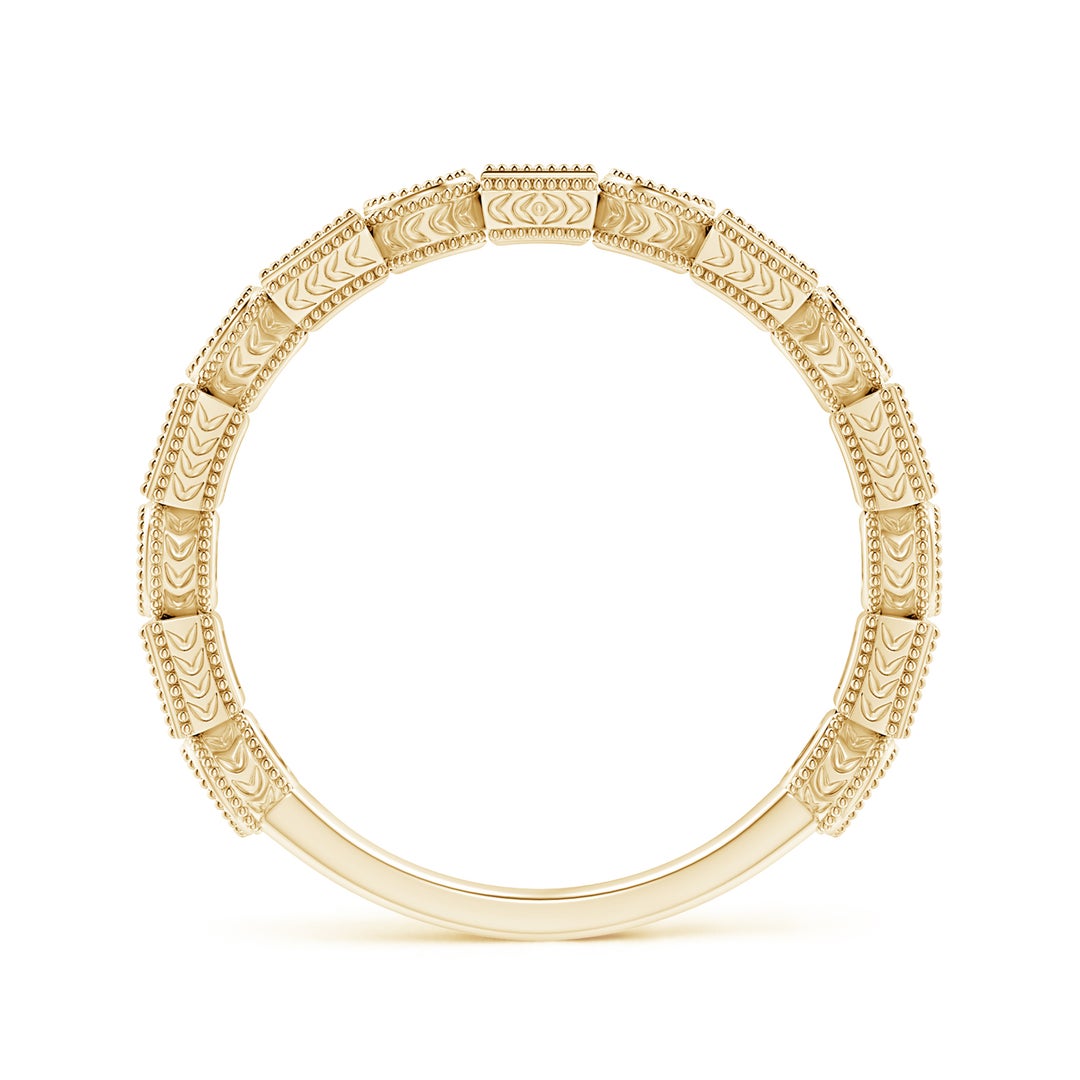 Bezel-Set Princess Lab Sapphire and Alternating Round Moissanite Wedding Band