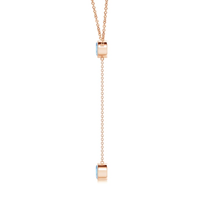 Bezel-Set Round Aquamarine Drop Lariat Necklace