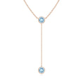 Bezel-Set Round Aquamarine Drop Lariat Necklace