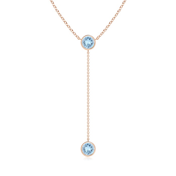 Bezel-Set Round Aquamarine Drop Lariat Necklace