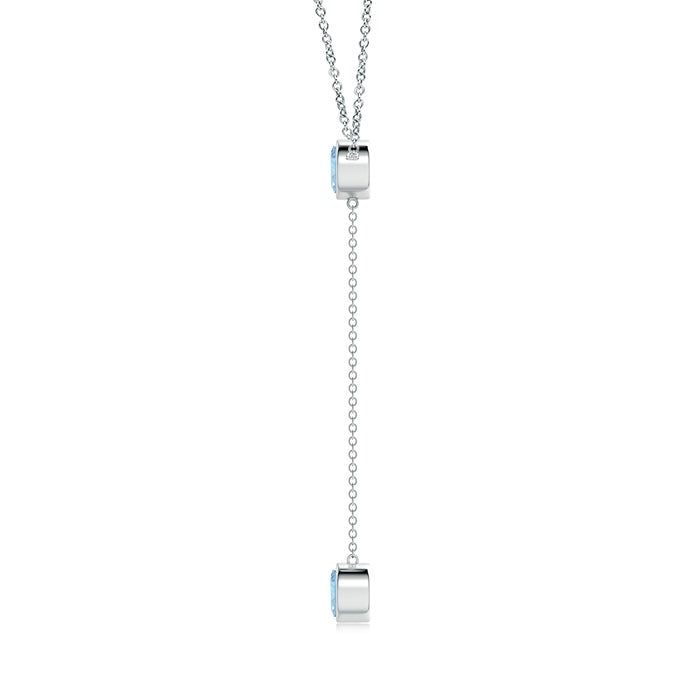 Bezel-Set Round Aquamarine Drop Lariat Necklace