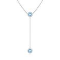 Bezel-Set Round Aquamarine Drop Lariat Necklace