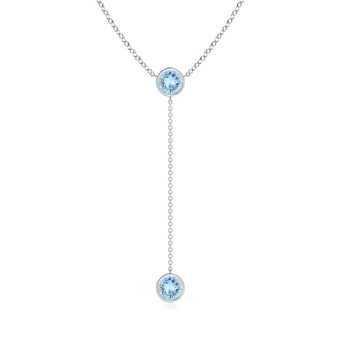 Bezel-Set Round Aquamarine Drop Lariat Necklace