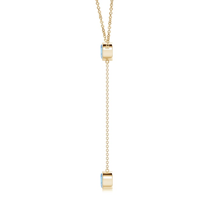Bezel-Set Round Aquamarine Drop Lariat Necklace
