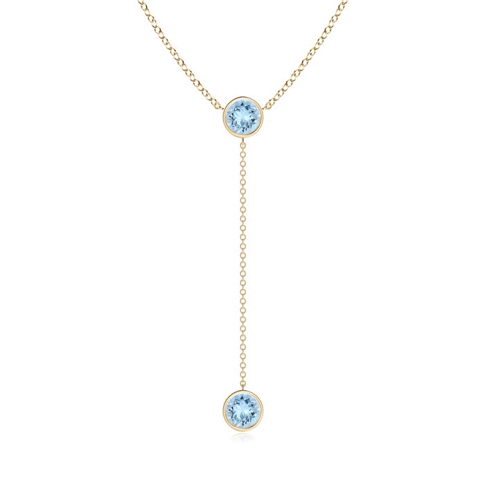 Bezel-Set Round Aquamarine Drop Lariat Necklace