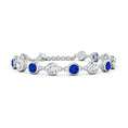 Bezel-Set Round Lab Blue Sapphire & Moissanite Tennis Bracelet