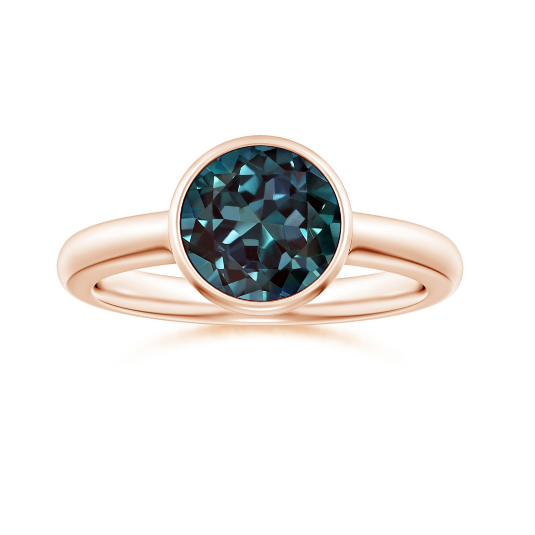 Bezel-Set Round Lab-Grown Alexandrite Solitaire Engagement Ring