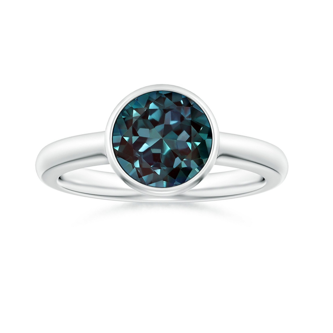 Bezel-Set Round Lab-Grown Alexandrite Solitaire Engagement Ring