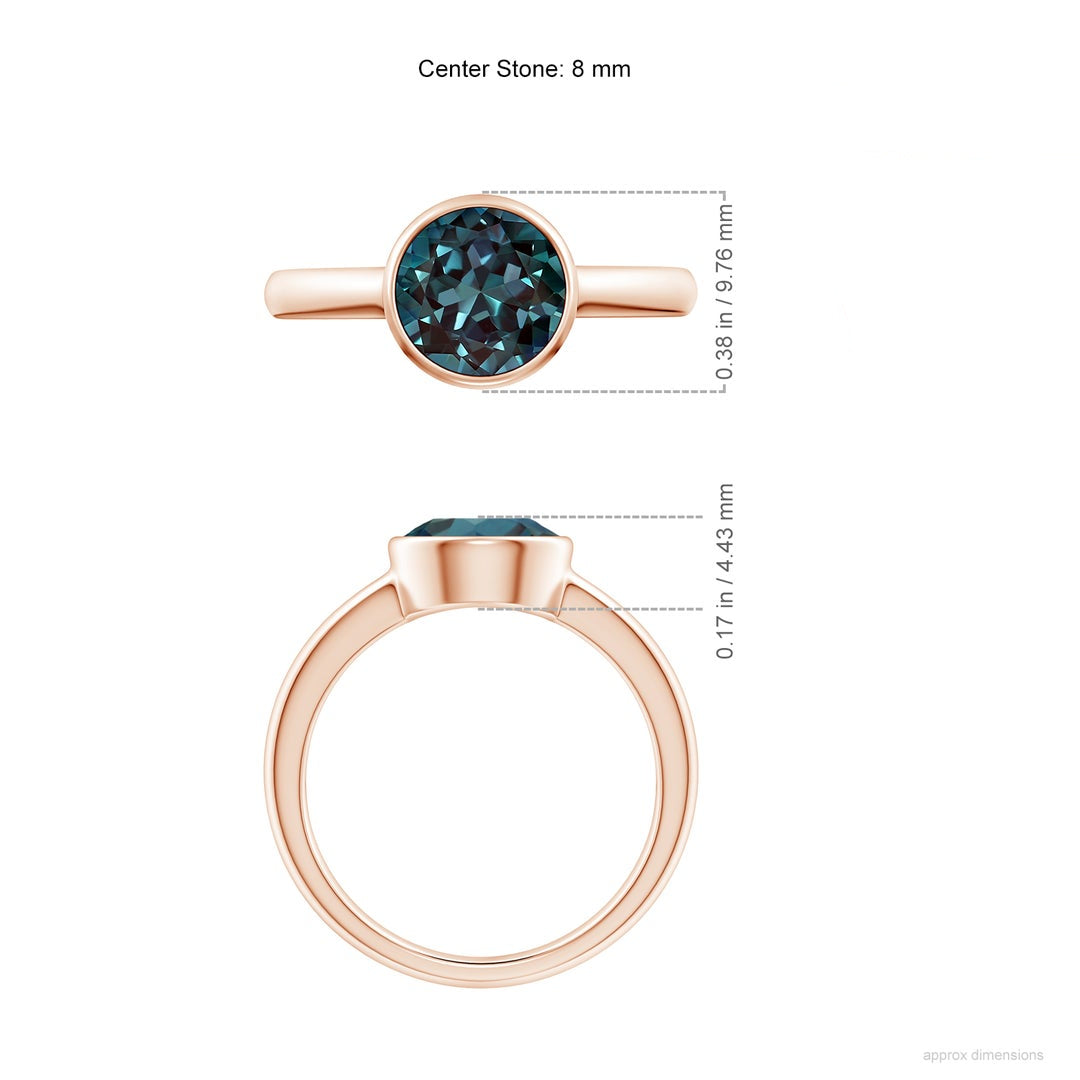 Bezel-Set Round Lab-Grown Alexandrite Solitaire Engagement Ring