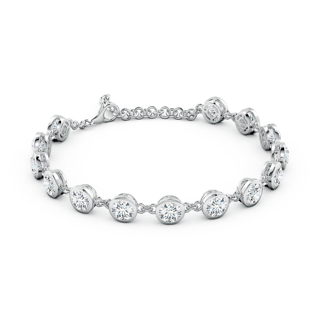 Bezel-Set Round Moissanite Tennis Bracelet