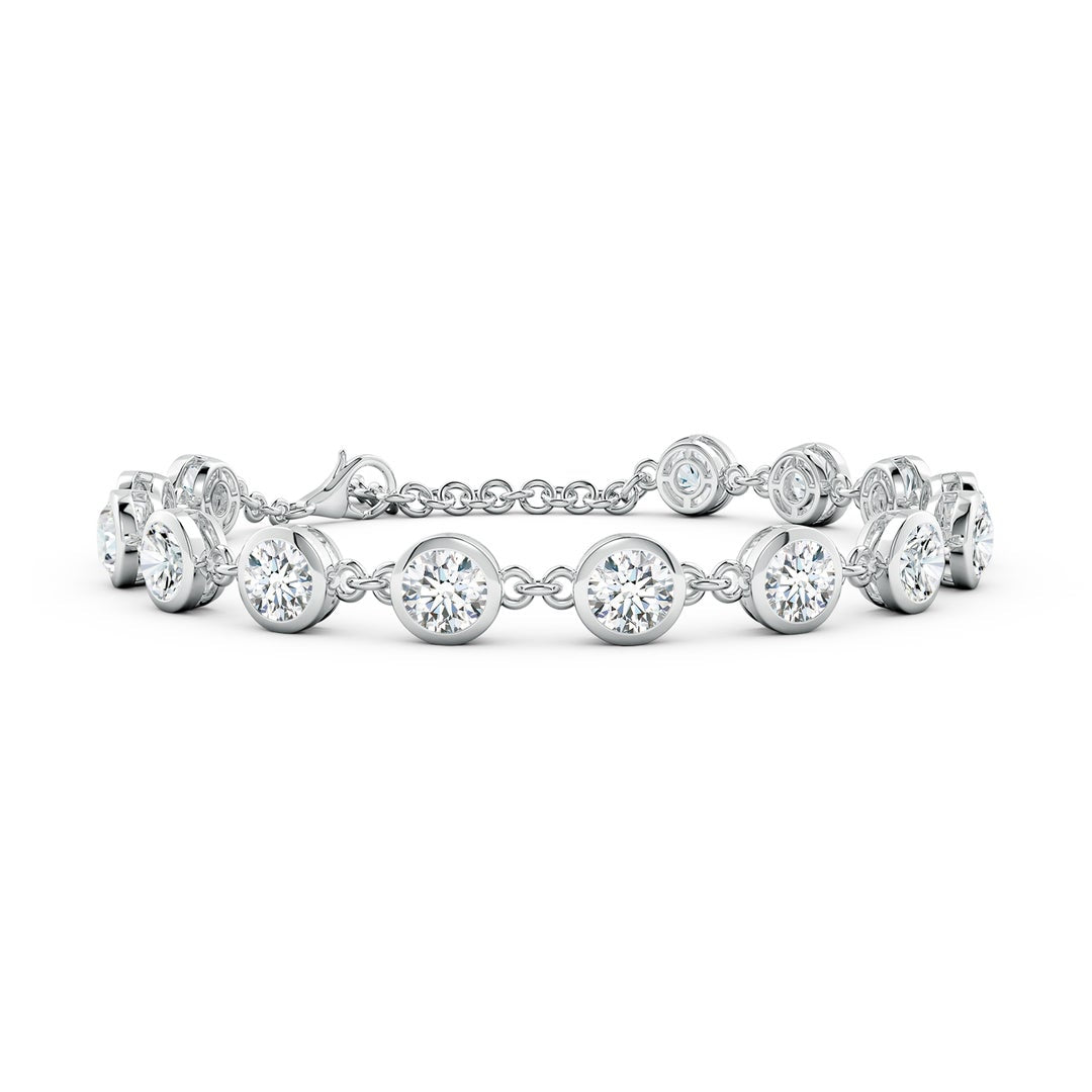 Bezel-Set Round Moissanite Tennis Bracelet