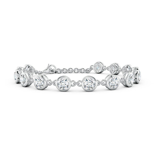 Bezel-Set Round Moissanite Tennis Bracelet