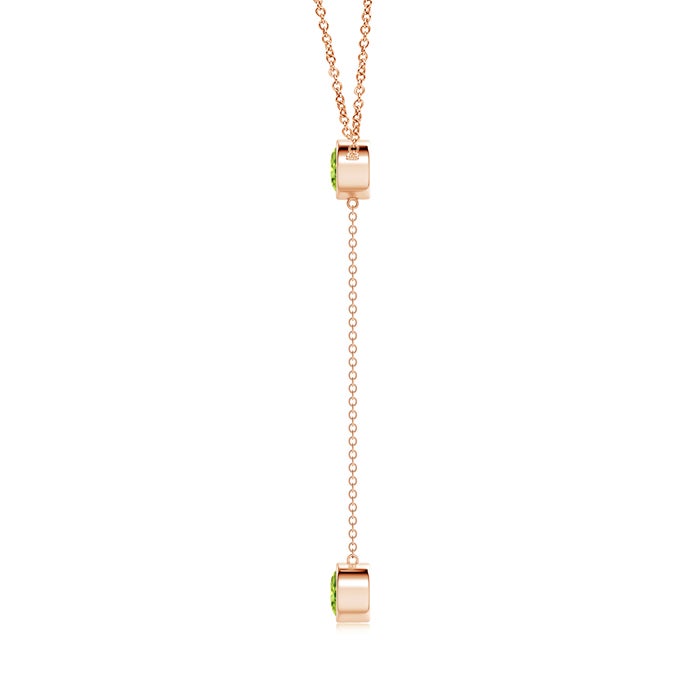 Bezel-Set Round Peridot Drop Lariat Necklace