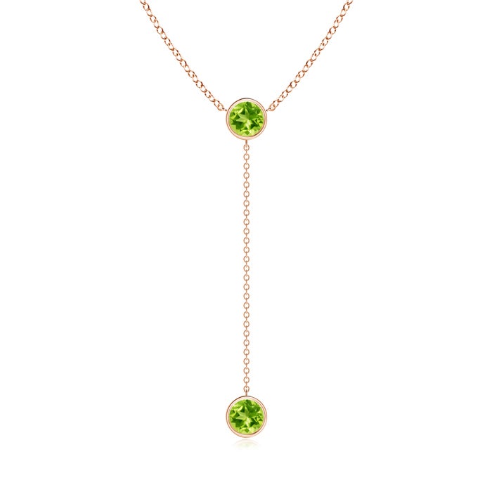 Bezel-Set Round Peridot Drop Lariat Necklace