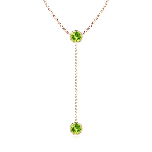 Bezel-Set Round Peridot Drop Lariat Necklace