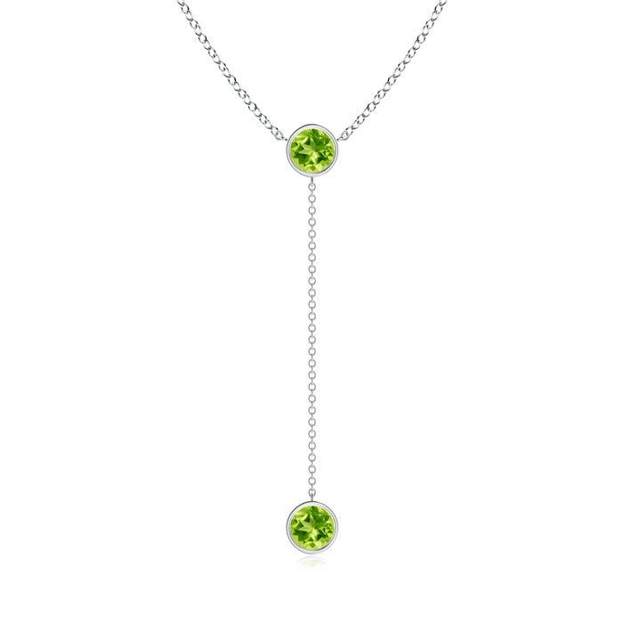 Bezel-Set Round Peridot Drop Lariat Necklace