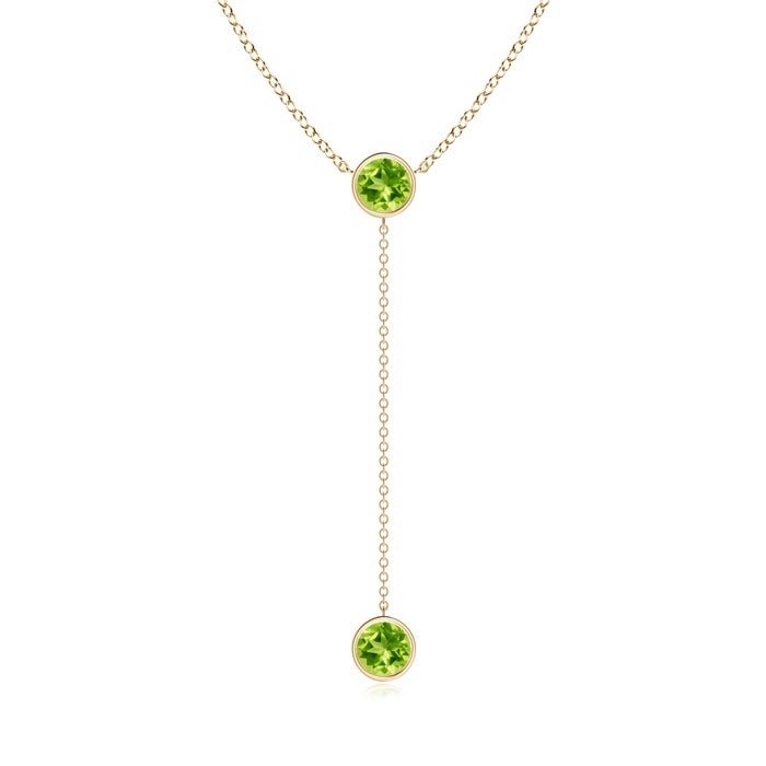 Bezel-Set Round Peridot Drop Lariat Necklace