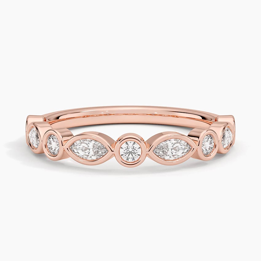 Bezel Set Round and Marquise Moissanite Wedding Band