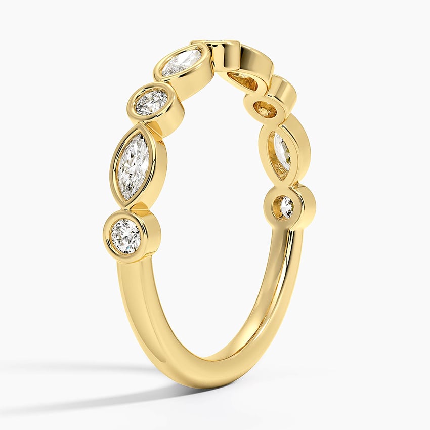 Bezel Set Round and Marquise Moissanite Wedding Band