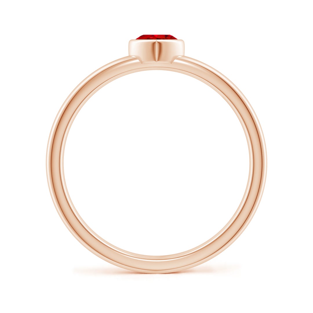 Bezel-Set Solitaire Heart Lab Ruby Stackable Promise Ring