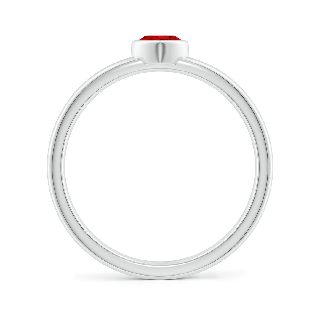 Bezel-Set Solitaire Heart Lab Ruby Stackable Promise Ring