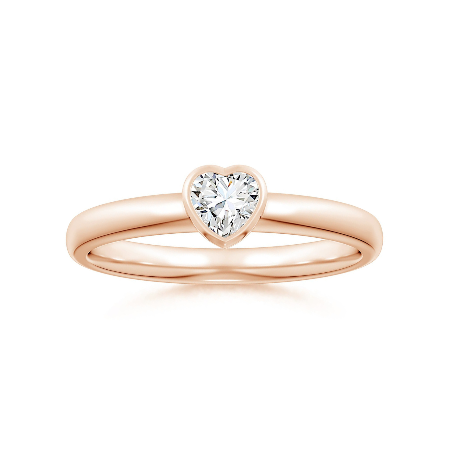 Bezel-Set Solitaire Heart Moissanite Promise Ring