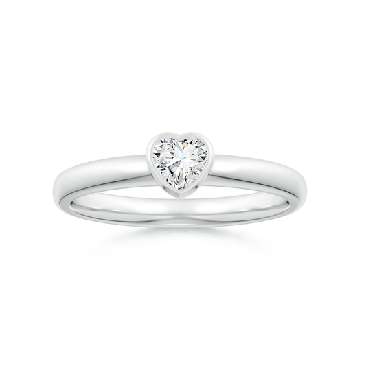 Bezel-Set Solitaire Heart Moissanite Promise Ring