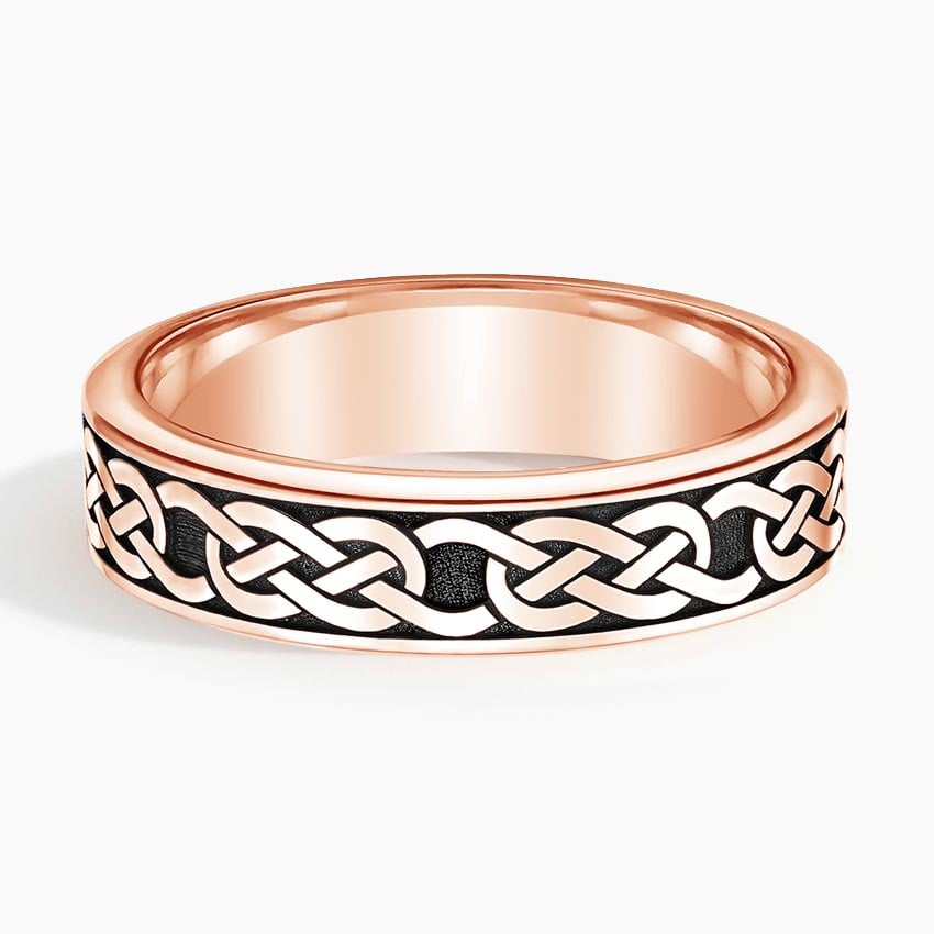 6.0 mm Black Rhodium Celtic Knot Men’s Wedding Band
