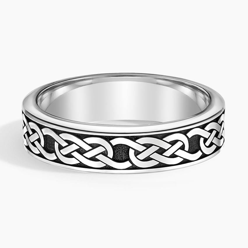 6.0 mm Black Rhodium Celtic Knot Men’s Wedding Band