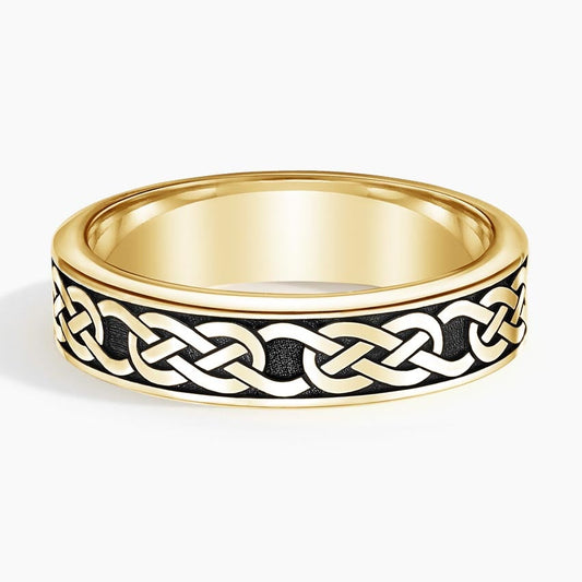 6.0 mm Black Rhodium Celtic Knot Men’s Wedding Band
