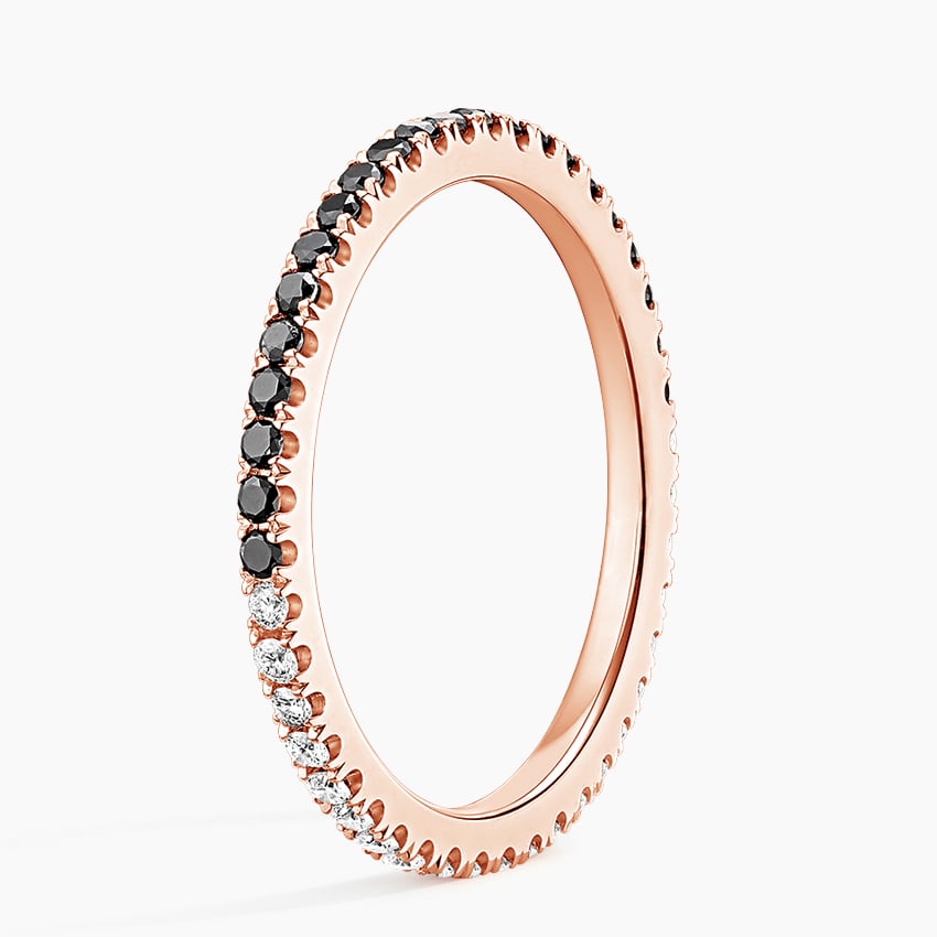 Black-White Moissanite Eternity Pavé Wedding Band – 1.4 mm