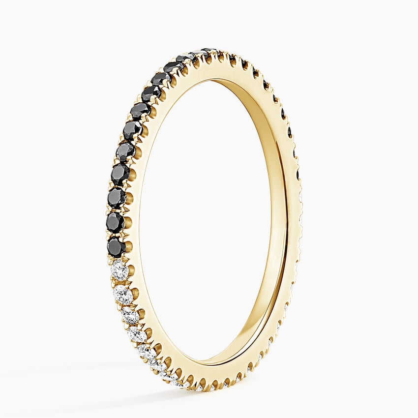 Black-White Moissanite Eternity Pavé Wedding Band – 1.4 mm