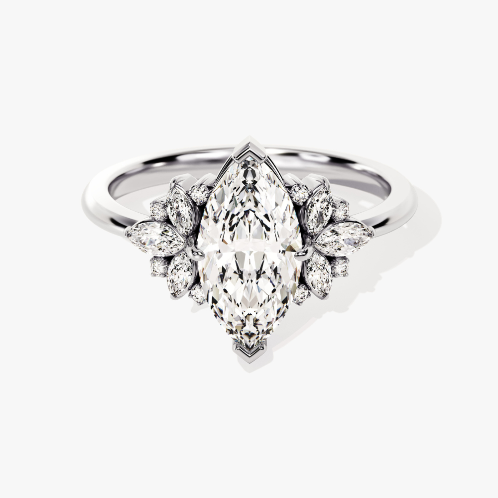Blooming Marquise Cut Moissanite Engagement Ring