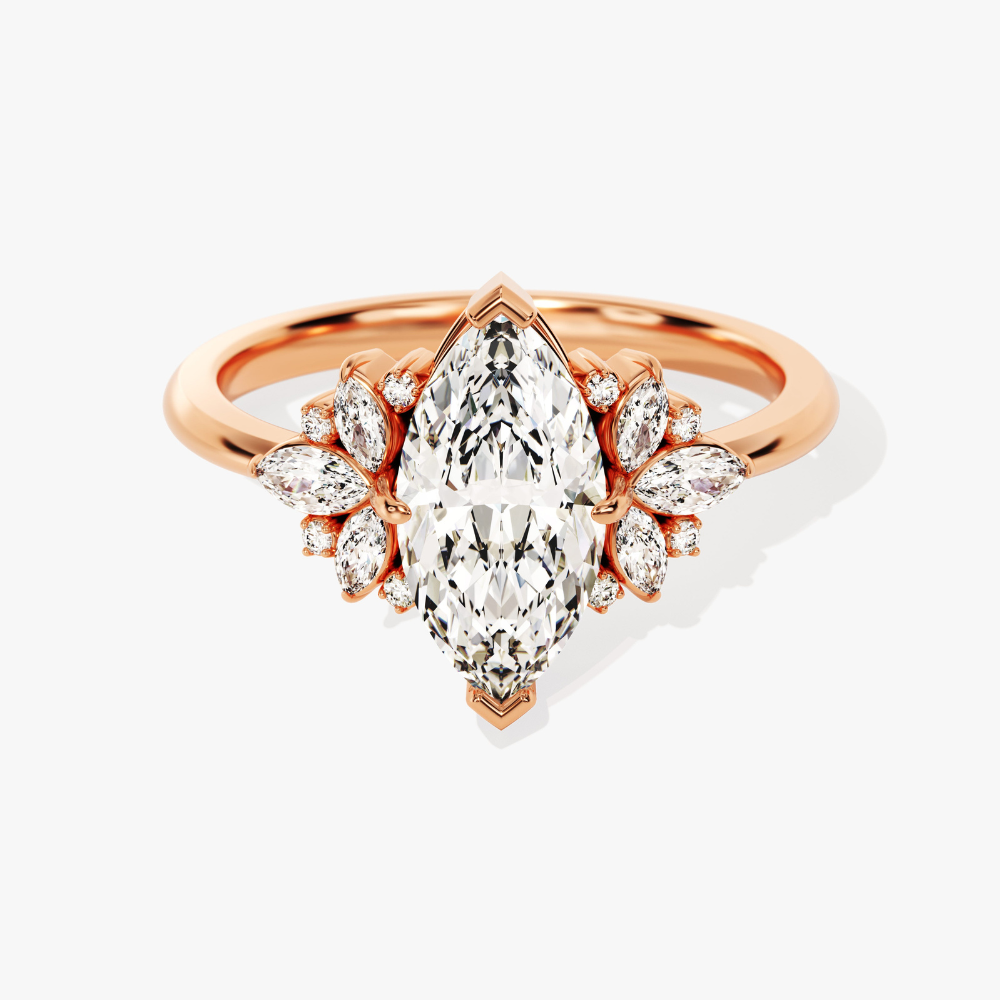 Blooming Marquise Cut Moissanite Engagement Ring