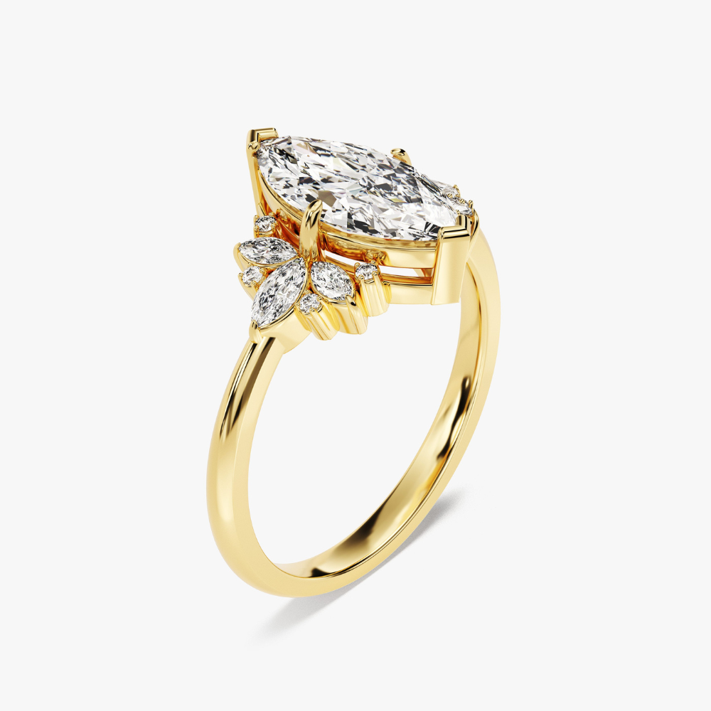 Blooming Marquise Cut Moissanite Engagement Ring