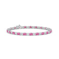 Blush Lab-created Pink Sapphire with Moissanite Accents Alternating Tennis Bracelet