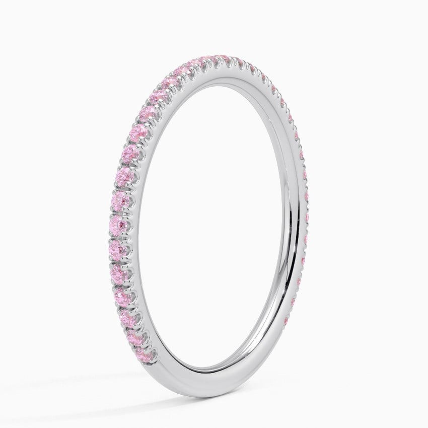 Pavé Three-Quarter Coverage Light Pink Sapphire Wedding Band - 1.4 mm
