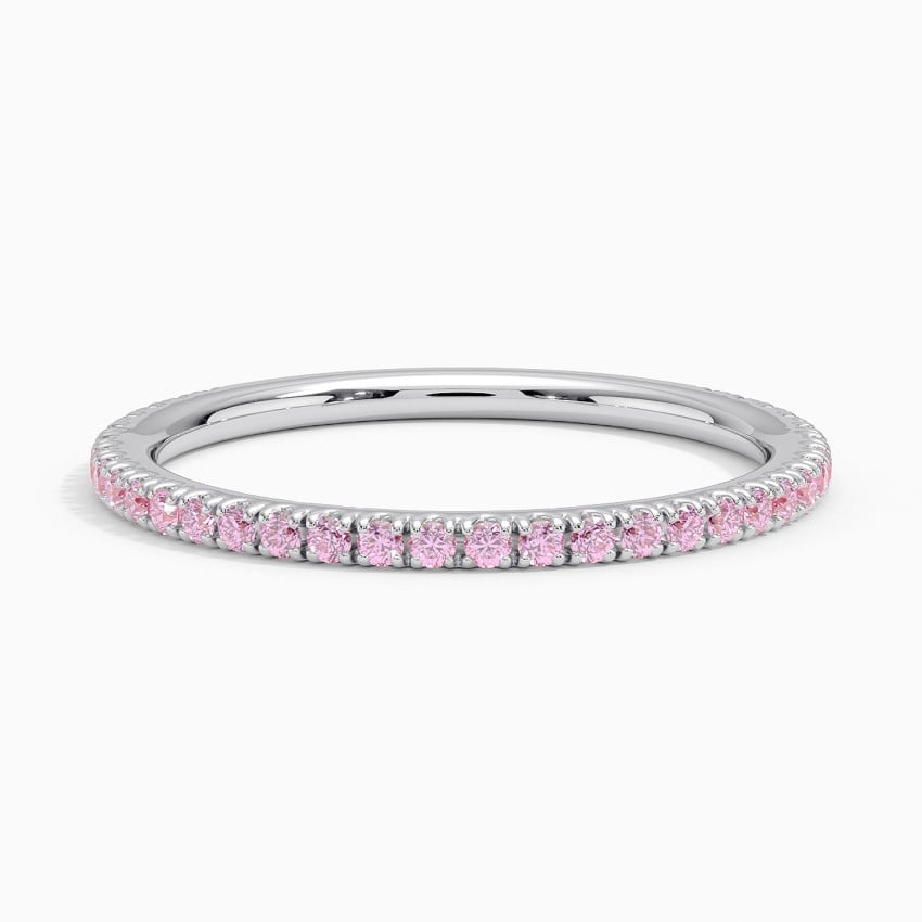 Pavé Three-Quarter Coverage Light Pink Sapphire Wedding Band - 1.4 mm