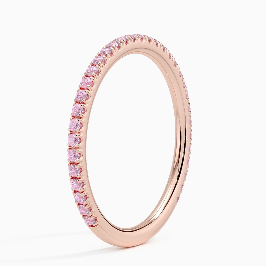 Pavé Three-Quarter Coverage Light Pink Sapphire Wedding Band - 1.4 mm