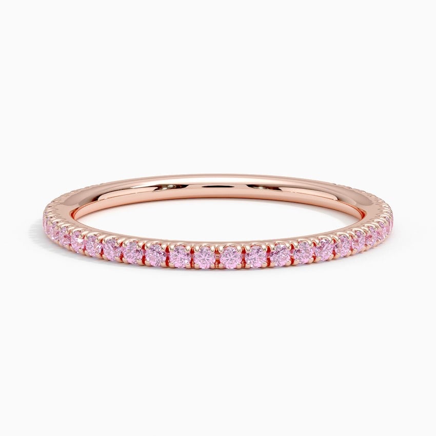 Pavé Three-Quarter Coverage Light Pink Sapphire Wedding Band - 1.4 mm