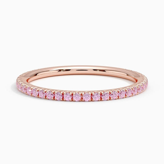 Pavé Three-Quarter Coverage Light Pink Sapphire Wedding Band - 1.4 mm