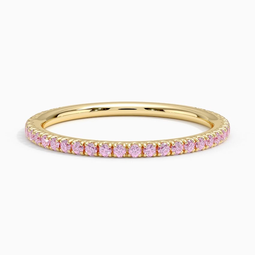 Pavé Three-Quarter Coverage Light Pink Sapphire Wedding Band - 1.4 mm