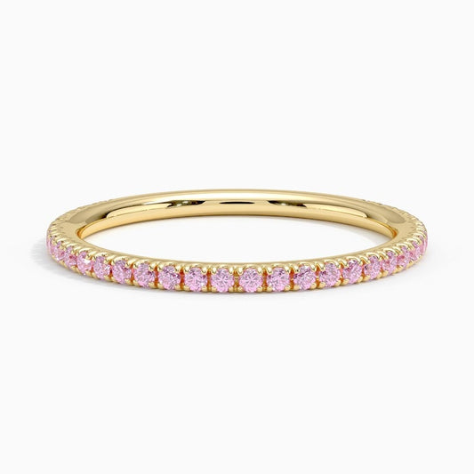 Pavé Three-Quarter Coverage Light Pink Sapphire Wedding Band - 1.4 mm