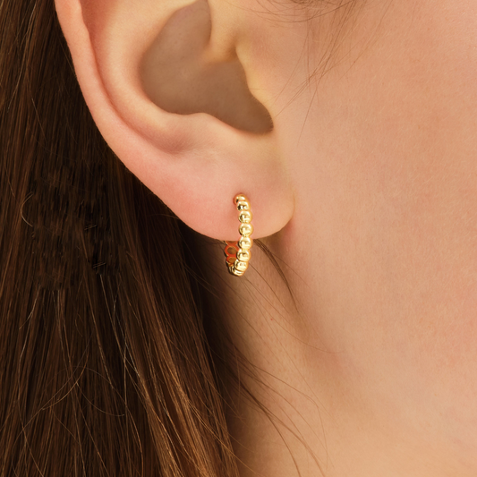 Bold Beaded Huggie Hoop Earrings