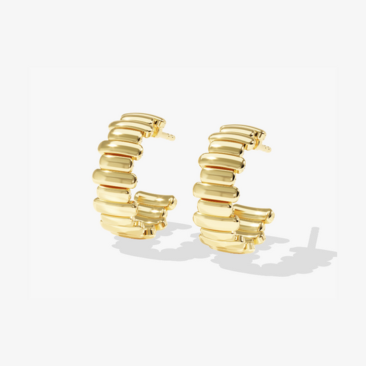 Bold Block Hoop Earrings with Structured Geometric Design