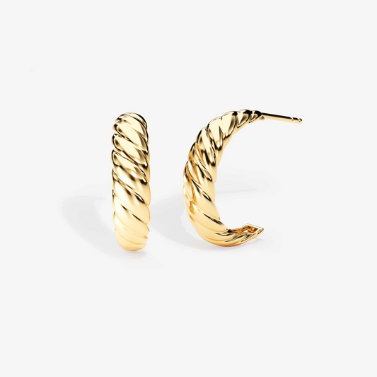 Bold Croissant-Inspired Twist Hoop Earrings